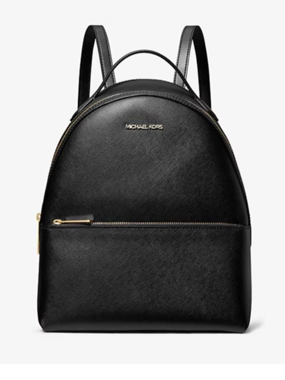 Michael Kors Black Leather Saffiano Backpack with Gold Hardware